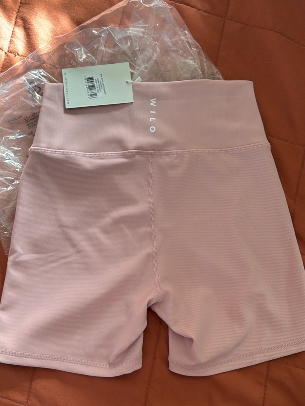 WIL O Blush Pink Athletic Crewshorts — High-Rise Ribbed Fit - Picture 3 of 3